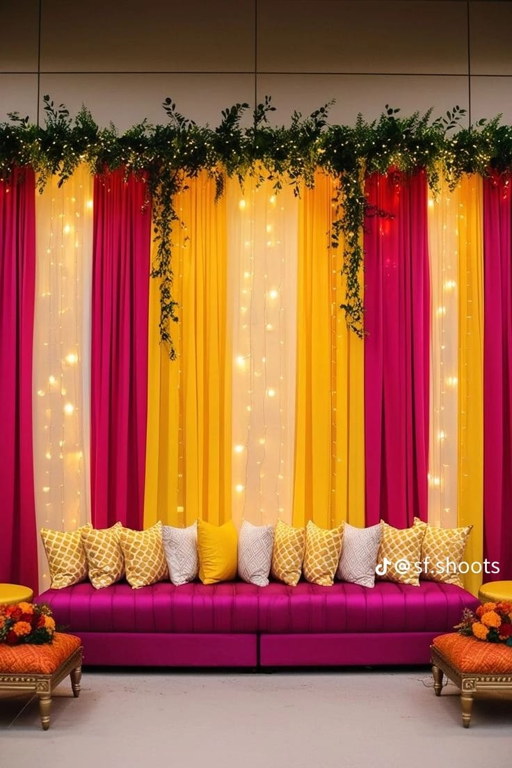 Lounge seating with fairy lights